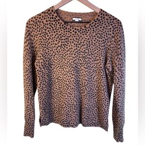 J. Crew Layla 100% Cashmere Leopard Print Women's Top Size Medium